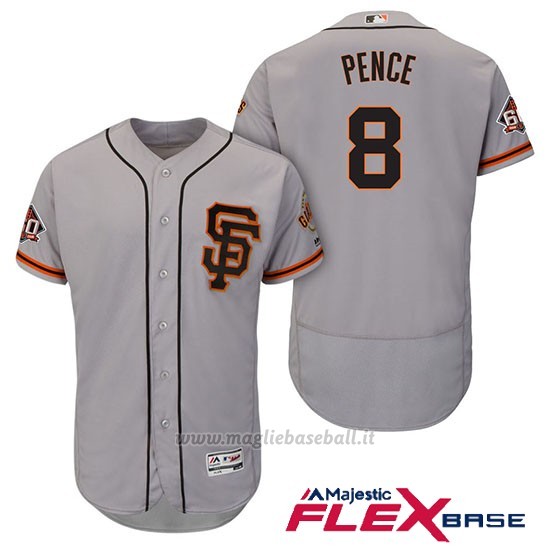Maglia Baseball Uomo San Francisco Giants Hunter Pence Grigio Alterner 60th Season Flex Base